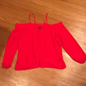 Bright Red Express Off The Shoulder Blouse